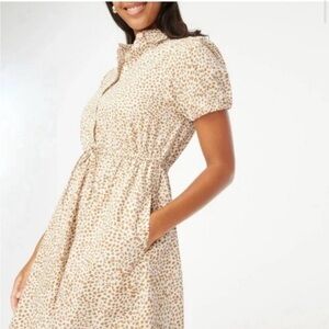 J. Crew Short Sleeve Collared Dress Brown/white Pattern Size 4